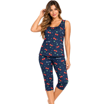 Pijama Pescador Regata Liganete Cereja Marinho