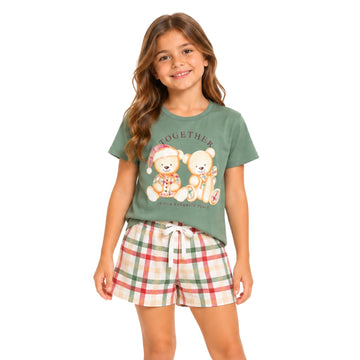 Pijama Feminino Infantil de Verão Natal