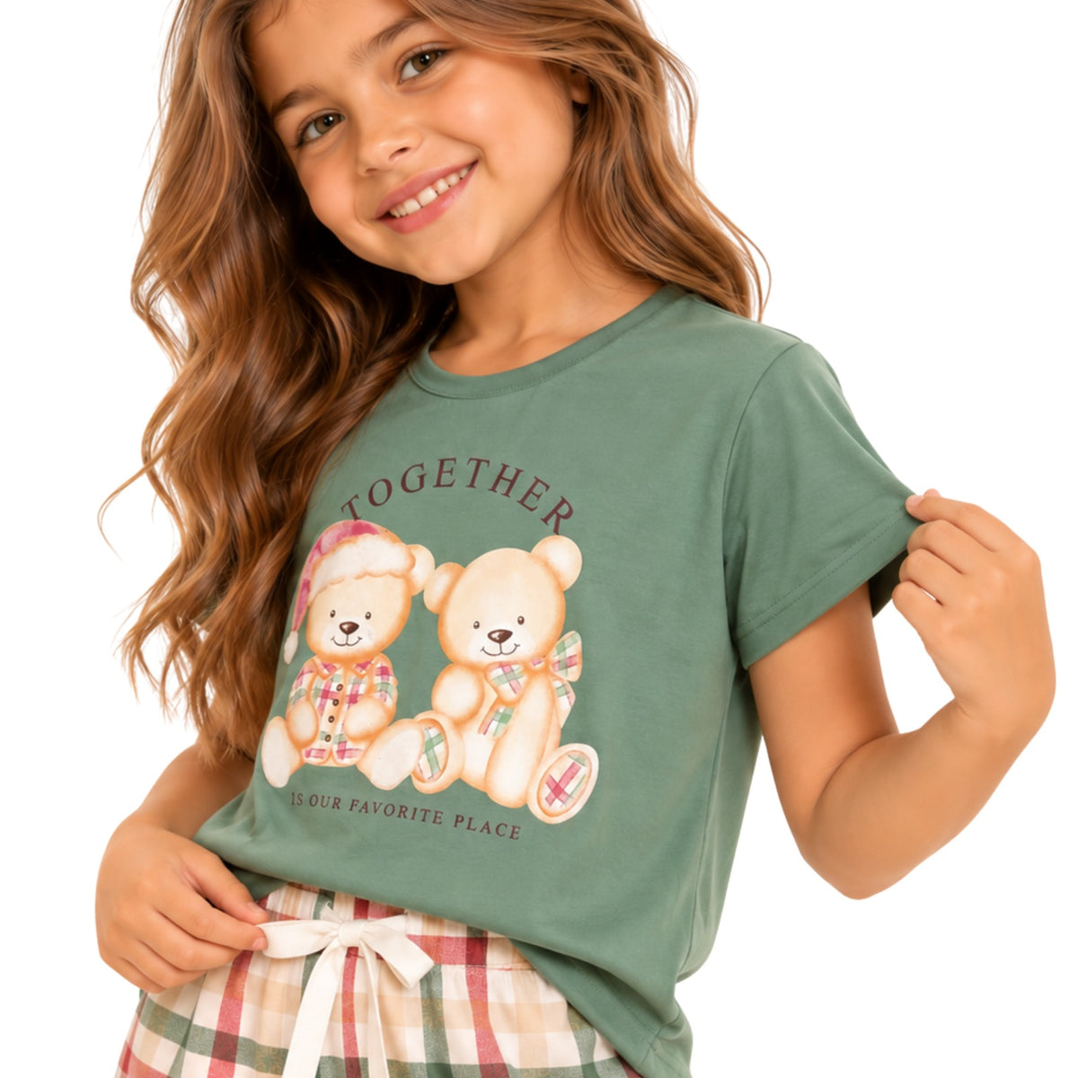 Pijama Feminino Infantil de Verão Natal