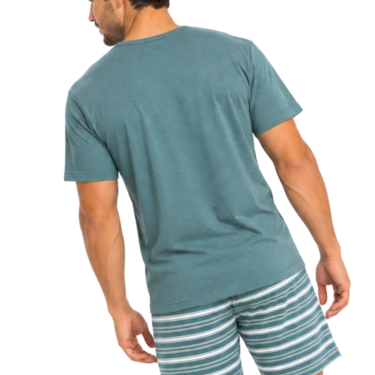 Pijama Masculino Curto Listras Verde Estornado