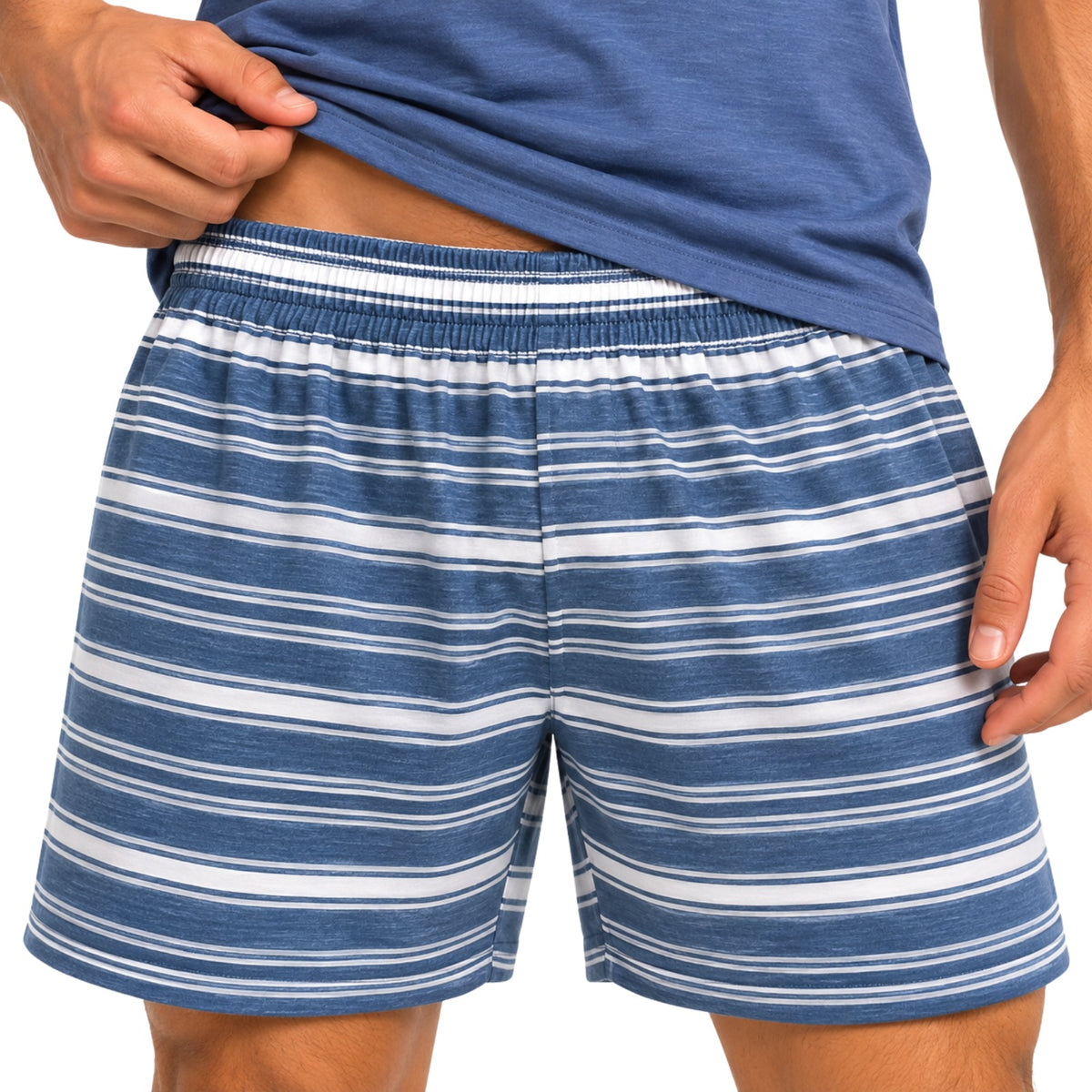 Pijama Masculino Curto Listras Azul Estornado
