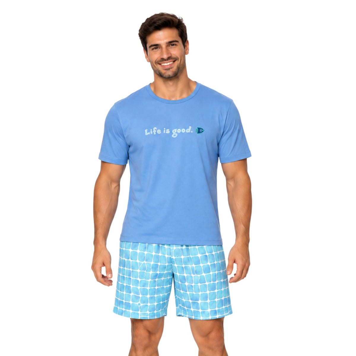 Pijama Masculino Adulto Curto Meia Manga Família