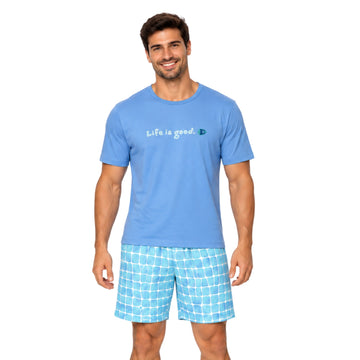 Pijama Masculino Adulto Curto Meia Manga Família