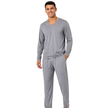 Pijama Masculino Longo Suede Liso Cinza
