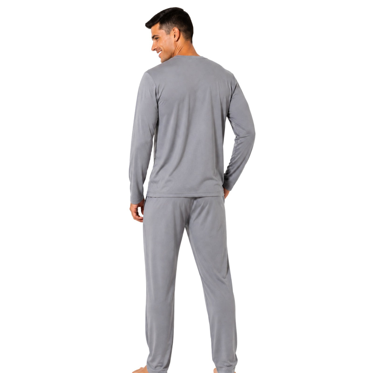 Pijama Masculino Longo Suede Liso Cinza