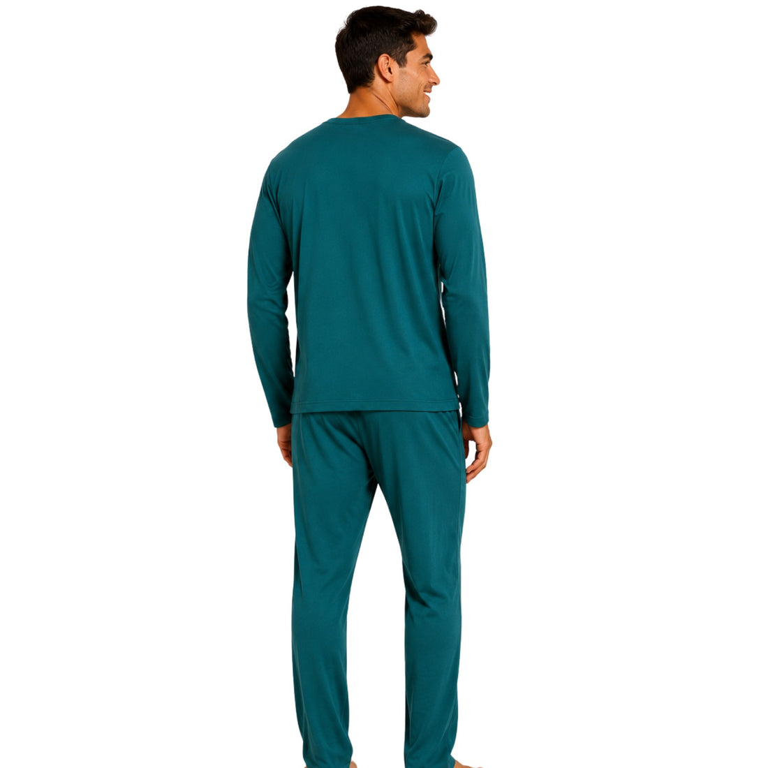 Pijama Masculino Longo Suede Liso Verde Oceano