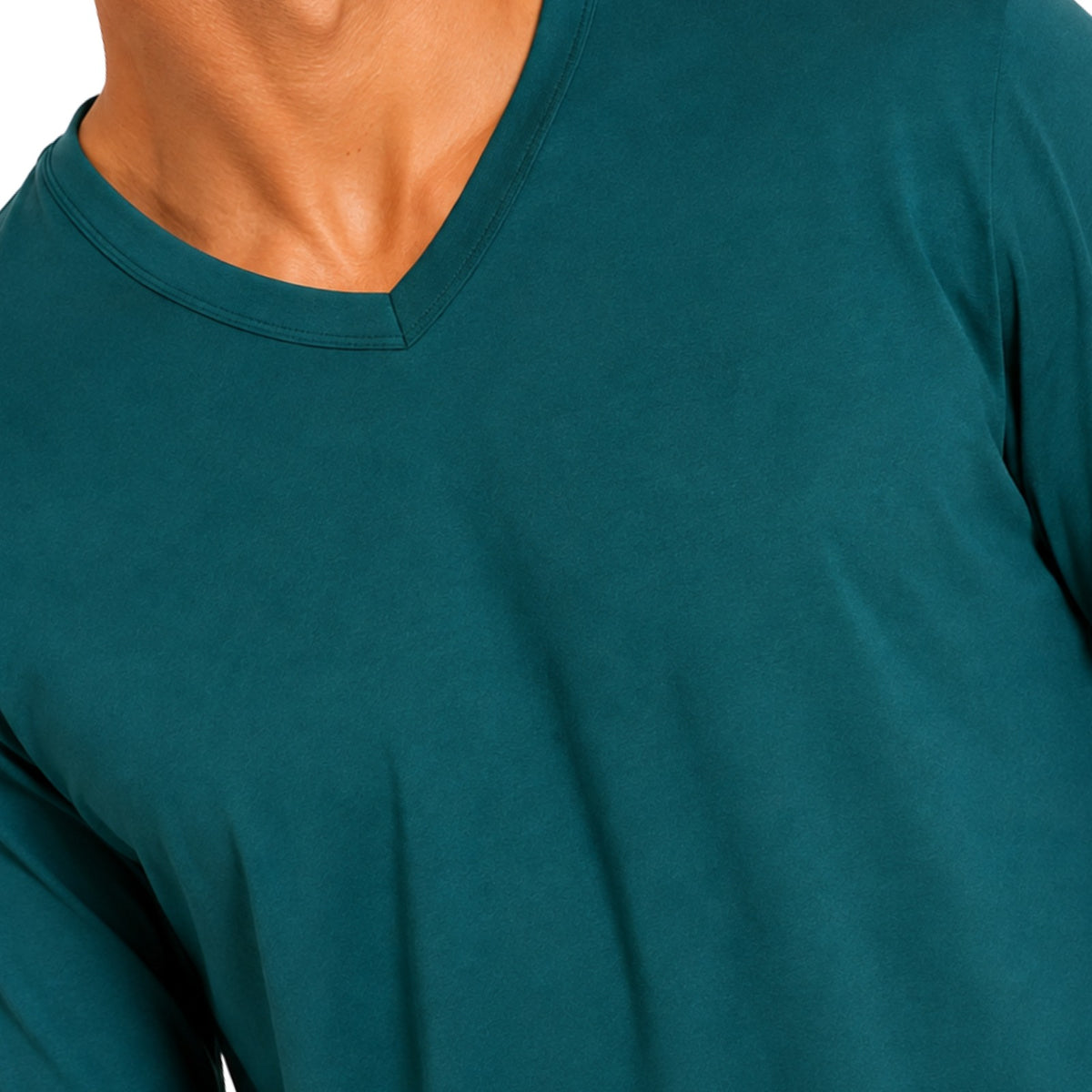 Pijama Masculino Longo Suede Liso Verde Oceano