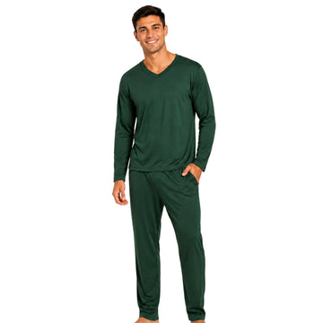 Pijama Masculino Longo Suede Verde Bandeira