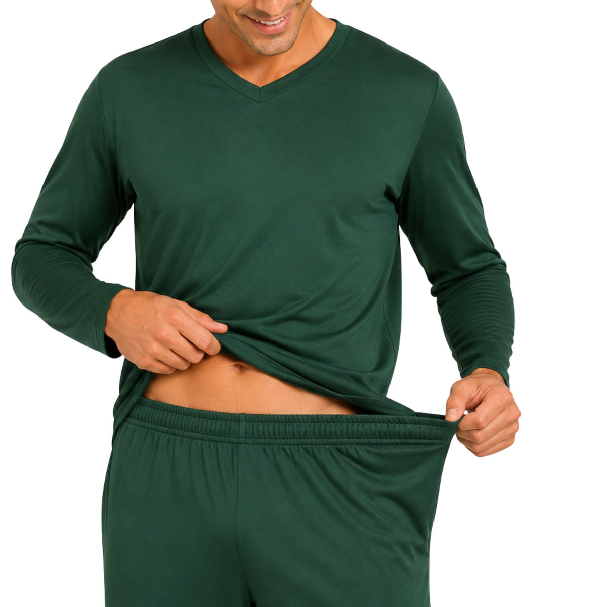Pijama Masculino Longo Suede Verde Bandeira