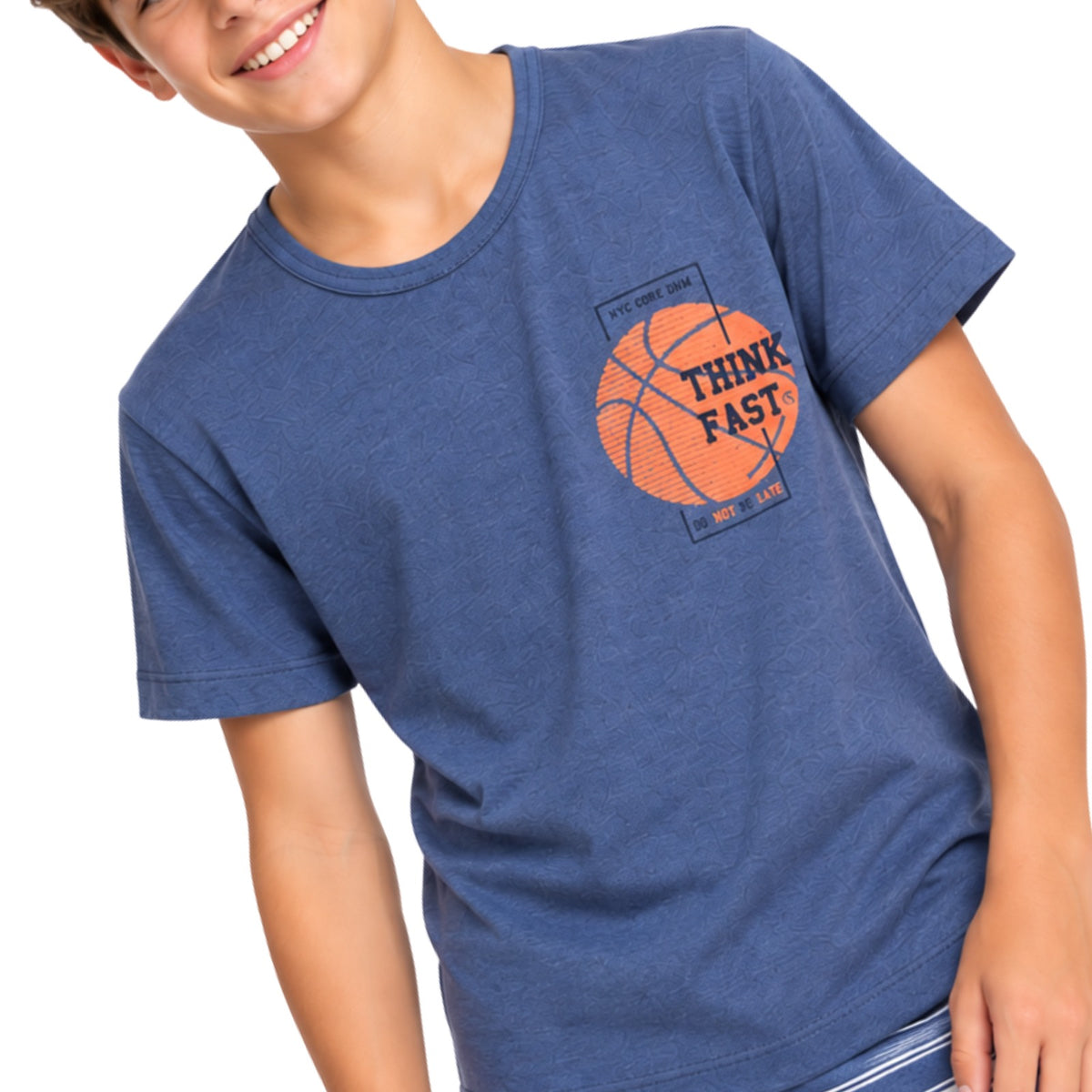 Pijama Masculino Juvenil Mescla Think Festa Azul Estornado