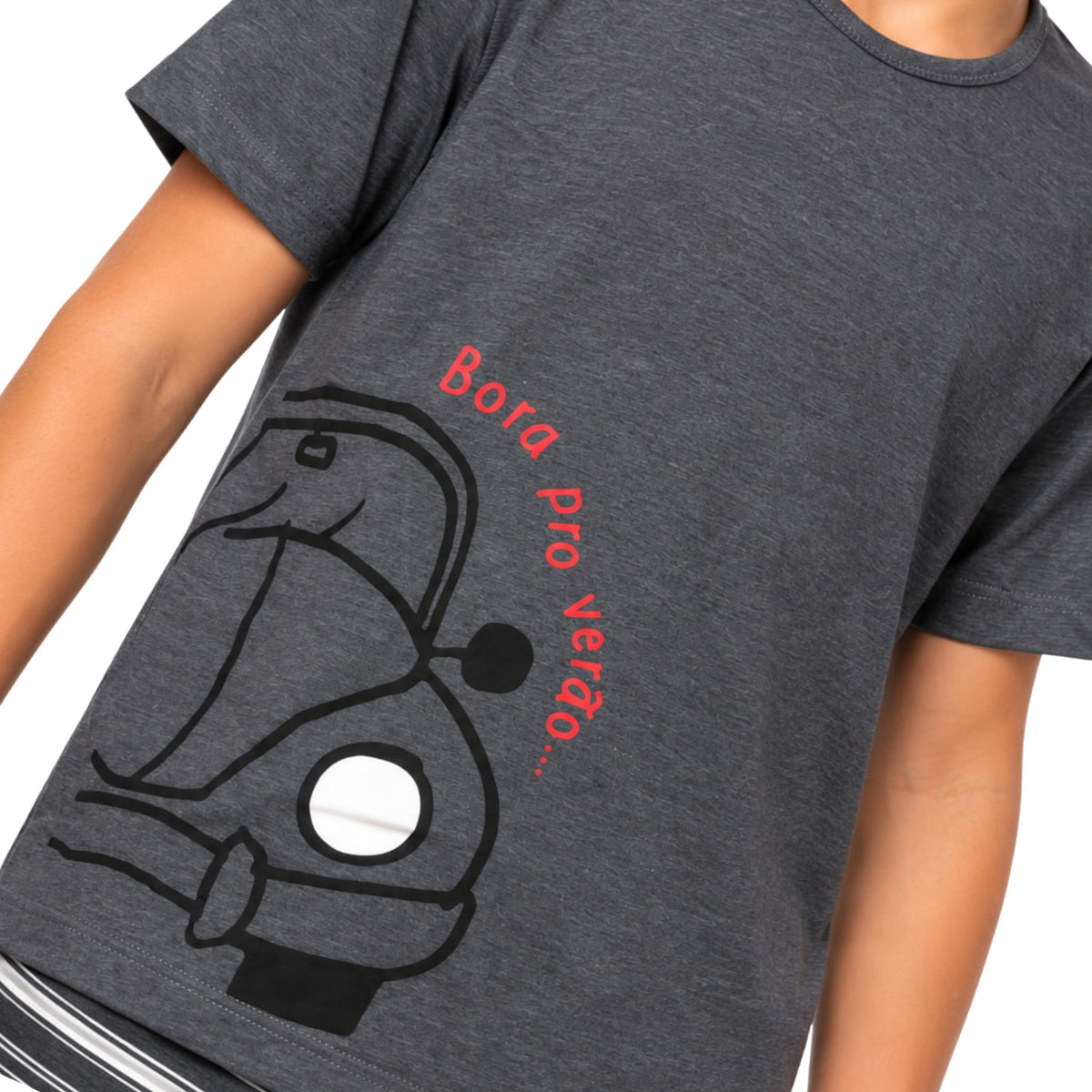 Pijama Masculino Juvenil Mescla Chumbo Verão