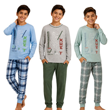 Pijama Masculino Juvenil Longo Algodao Dangeroux