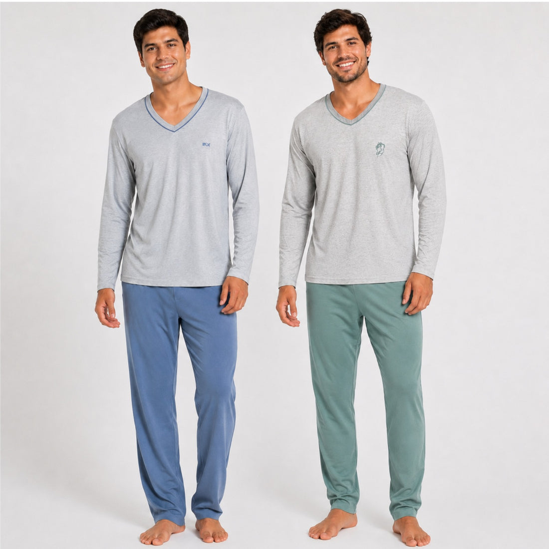 Pijama Masculino Ad Longo Algodao Plus Dec V Mescla